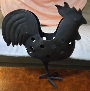 Black Metal Rooster Csndle Holder Decor
